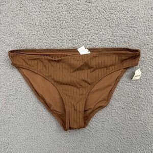 NWT Aerie Swim Bikini Bottom Brown Ribbed Beach Summer Vacation Women Large